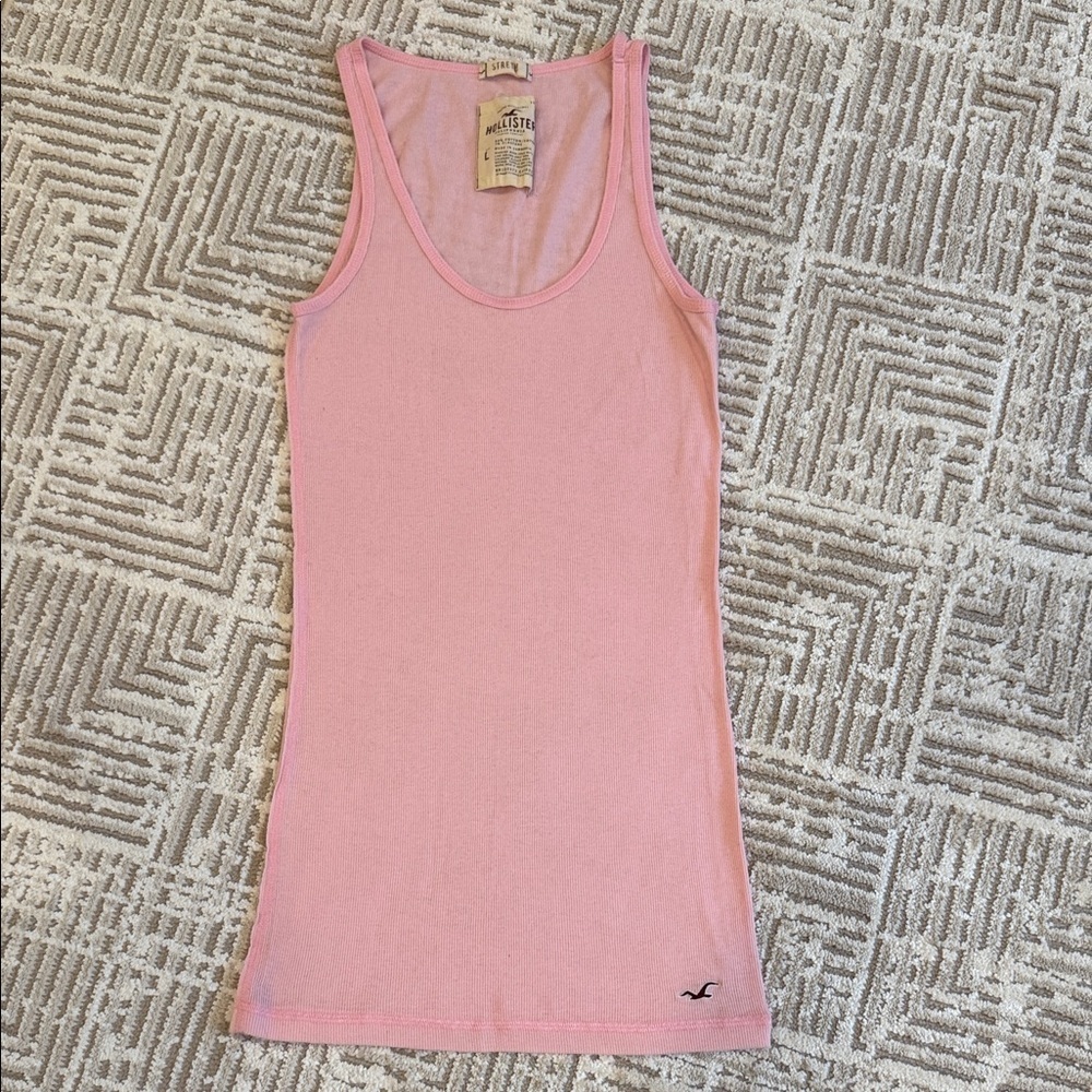 Y2K Hollister Baby Pink Ribbed Long Tank Top